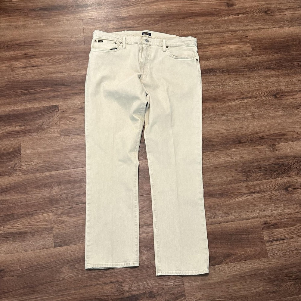 Polo Ralph Lauren Jeans Mens 38x32 Beige Hampton Relaxed Straight 710613953